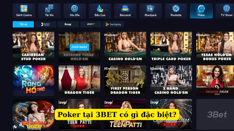 Poker tại 3BET có gì đặc biệt?